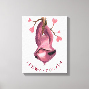 Funny Romantic Sloth Smile Cartoon - Custom Text Canvas Print