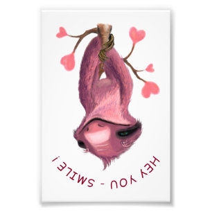 Funny Romantic Sloth Smile Cartoon - Customisable Photo Print