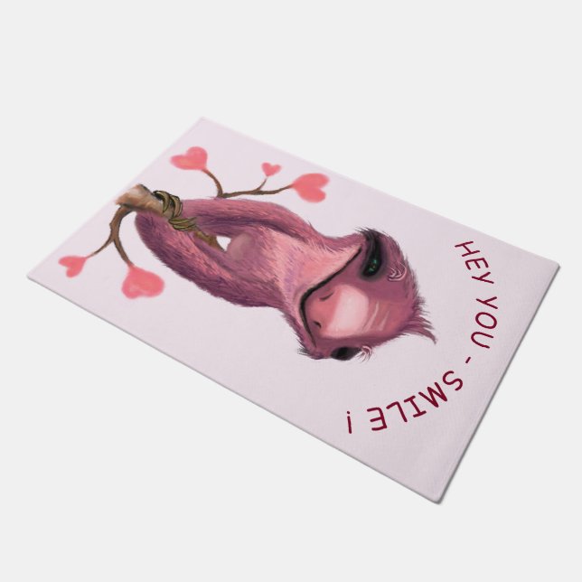 Funny Romantic Sloth Smile Doormat (Angled)