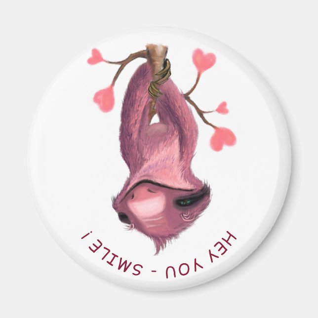 Funny Romantic Sloth Smile Magnet (Front)