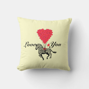Funny romantic zebra Valentines Cushion