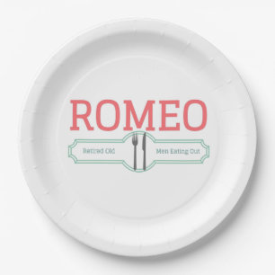 Funny Romeo Retired Old Men Eating Out  Paper Plate