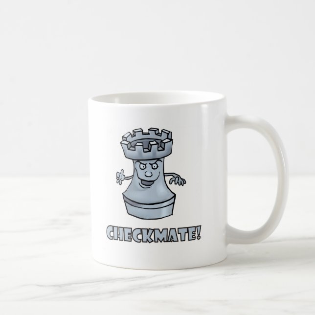Funny rook chess piece (cartoon) checkmate! coffee mug (Right)
