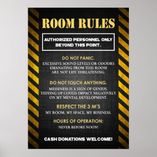 Funny Room Rules for Teens Poster