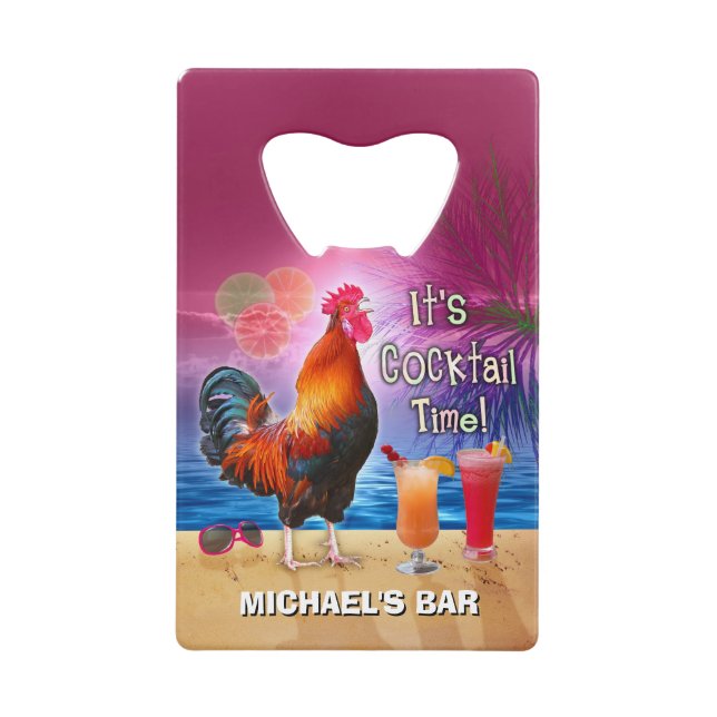 Funny Rooster Chicken Cocktail Tropical Beach Name (Front)