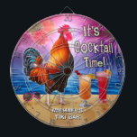 Funny Rooster Chicken Cocktail Tropical Beach Name Dartboard<br><div class="desc">The chicken in this humourous design knows what time it is - it's time to drink, of course, because it's COCKtail time! This silly tropical art is perfect for anyone who loves the sea and chickens and margaritas and paradise and endless summer. It shows a rooster crowing with a couple...</div>