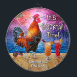 Funny Rooster Chicken Cocktail Tropical Beach Name Dartboard<br><div class="desc">The chicken in this humourous design knows what time it is - it's time to drink, of course, because it's COCKtail time! This silly tropical art is perfect for anyone who loves the sea and chickens and margaritas and paradise and endless summer. It shows a rooster crowing with a couple...</div>