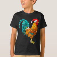 Funny Rooster Chicken Santa Christmas Lights Farme