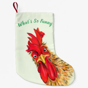 Funny Rooster Christmas Stocking - Custom Text