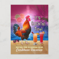 Funny Rooster Cocktails Tropical Beach Vacation