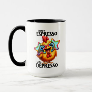 Funny rooster coffee word art monogram mug
