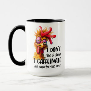 Funny rooster coffee word art monogram  mug