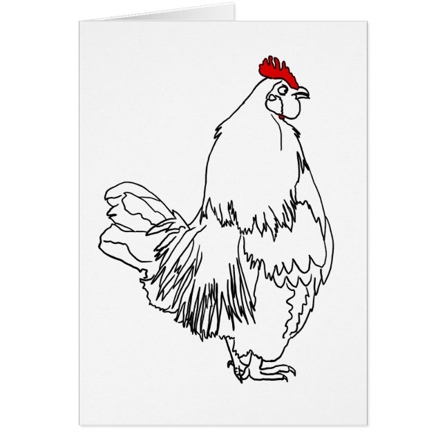 Funny Rooster Drawing Quirky Farm Chicken Art (Front)