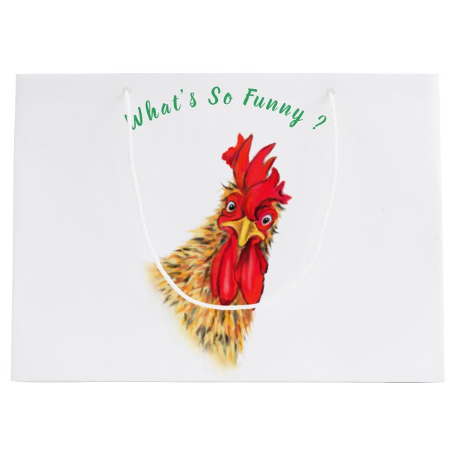 Funny Rooster Gift Bag - Custom Text (Front)