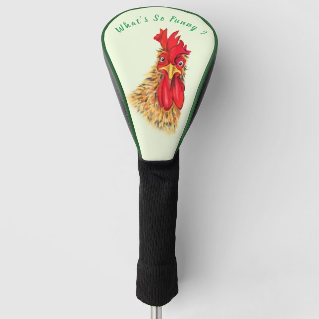 Funny Rooster Golf Head Cover - Custom Text (Front)