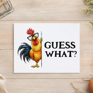 Funny Rooster Guess What Pun Postcard