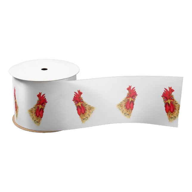 Funny Rooster Ribbon Satin Ribbon (Spool)
