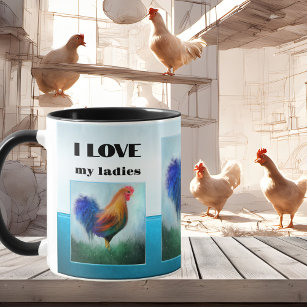 Funny Rooster Turquoise  Coffee Mug