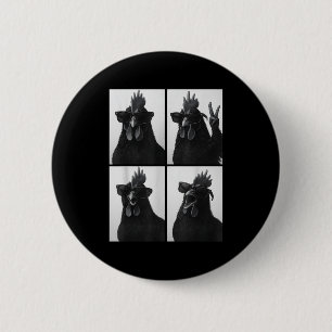 Funny Rooster With Sungles Photobooth Selfie Farm  6 Cm Round Badge