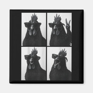 Funny Rooster With Sungles Photobooth Selfie Farm  Magnet