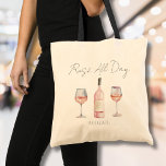 Funny Rosé All Day Wine Lover Tote Bag<br><div class="desc">This delightful tote bag is perfect for wine enthusiasts who enjoy a bit of fun with their style. Featuring the playful phrase "Rosé All Day" at the top, it’s adorned with a charming watercolor design of two wine glasses and a wine bottle. The stylish script typography adds a touch of...</div>