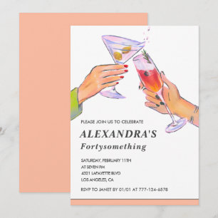  Funny Rose Gold Cocktail Champagne 44th birthday Invitation