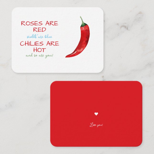 Funny Roses are Red Chilli Poem Valentine's Day Card (Front/Back)