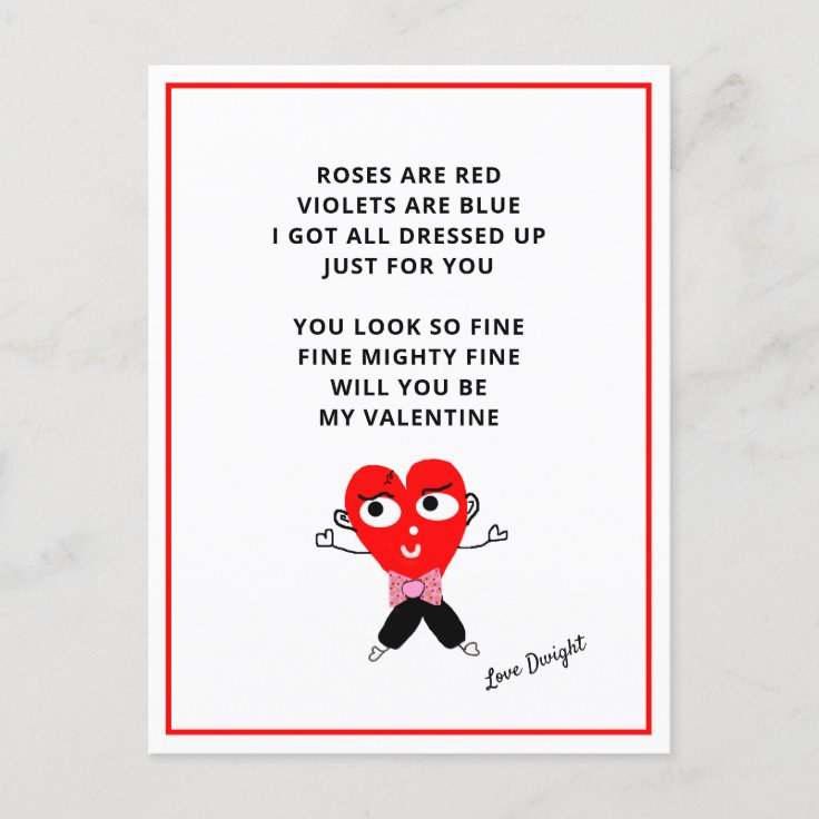 Funny Roses Are Red Poem Valentines Day Girlfriend Holiday Postcard |  