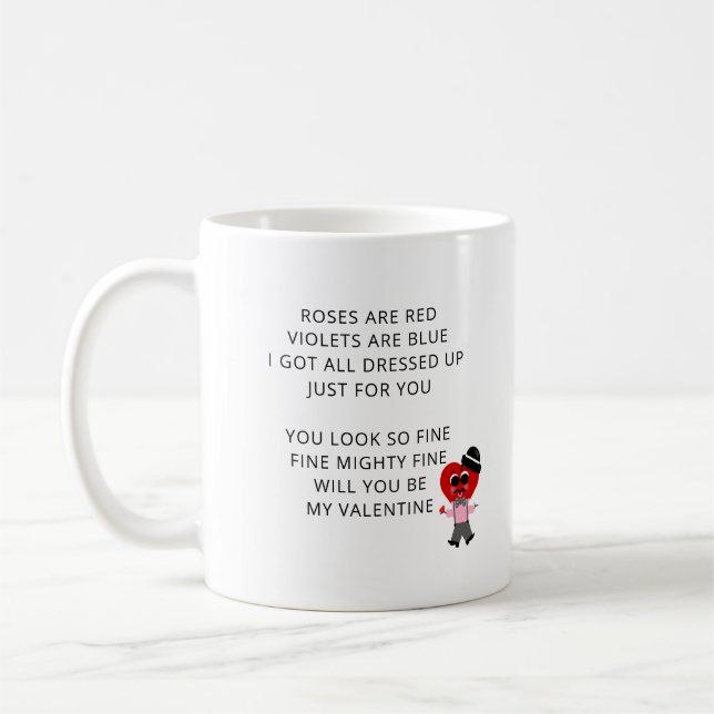 Funny Roses Are Red Poem Valentines Girlfriend Coffee Mug (Left)