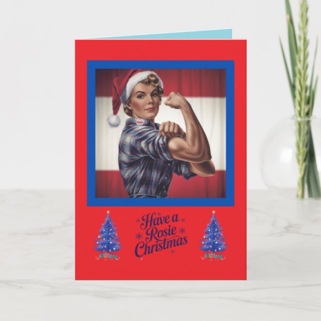 Funny Rosie the Riveter Christmas Card (Front)