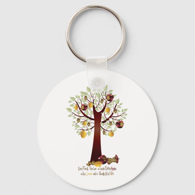 Funny Rotten Apple Family Tree Key Ring (Front)