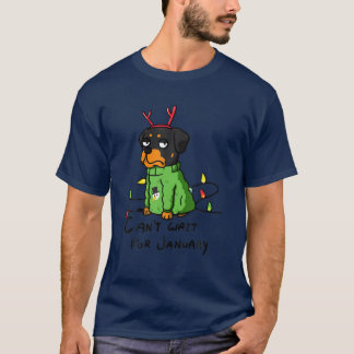 Funny Rottweiler Can't Wait For January Christmas T-Shirt