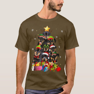 Funny Rottweiler Christmas Tree Giftss Xmas T-Shirt