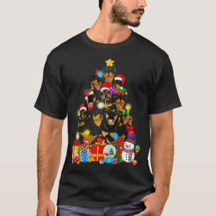 Funny Rottweiler Christmas Tree Lights Gift Dog Lo T-Shirt