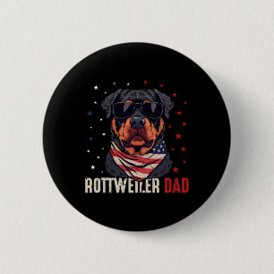 Funny Rottweiler Dad Usa Stars 4th Of July Fathers 6 Cm Round Badge