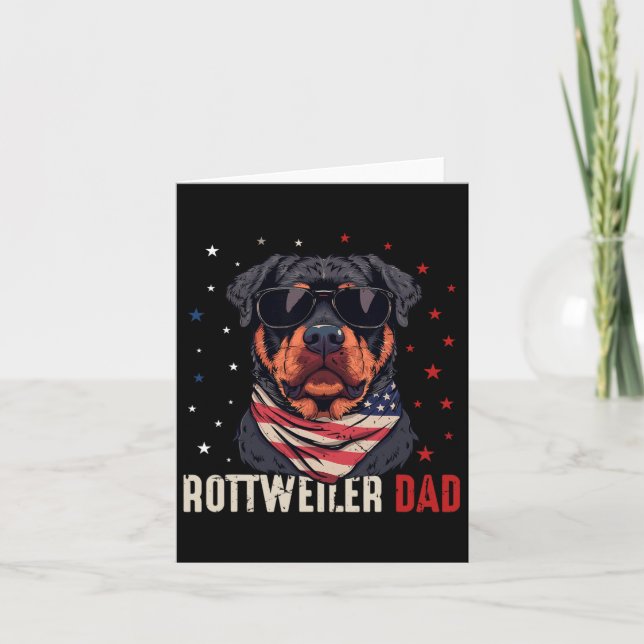 Funny Rottweiler Dad Usa Stars 4th Of July Fathers Card (Front)