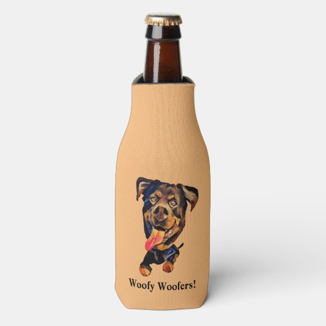 Funny Rottweiler Dog Bottle Cooler (Bottle Front)