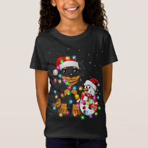 Funny Rottweiler Dog Christmas Snowman Lights Paja T-Shirt