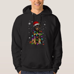 Funny Rottweiler Dog Santa Hat Christmas Lights Lo Hoodie