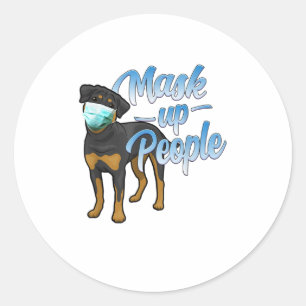 Funny Rottweiler Dog Wear Face Mask TShirt Classic Round Sticker