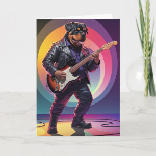 Funny Rottweiler Rock Star Card