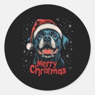 Funny Rottweiler Santa Merry Christmas Rottie Love Classic Round Sticker