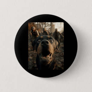 Funny Rottweiler Selfie With Zombies Spooky 6 Cm Round Badge