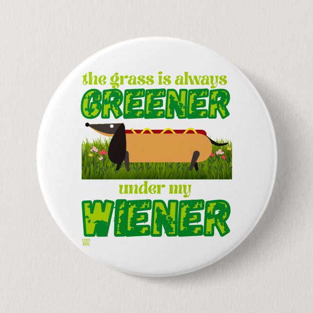 funny round button  "MY WIENER" (Front)