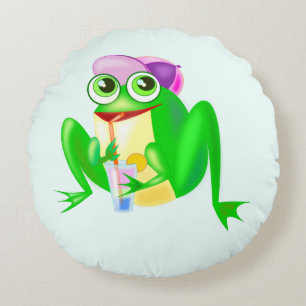 Funny Round Pillow Party Frog - Choose Colour