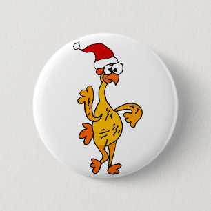 Funny Rubber Chicken Christmas Cartoon 6 Cm Round Badge
