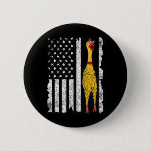 Funny Rubber Chicken Vintage American Us Flag Men 6 Cm Round Badge