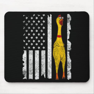 Funny Rubber Chicken Vintage American Us Flag Men  Mouse Pad