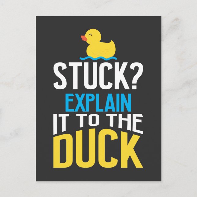 Funny Rubber Duck Programming Bug Debugging Humour Postcard (Front)