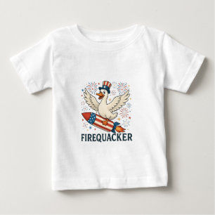 Funny Rubber Duck USA Patriotic Firequacker 4th Baby T-Shirt